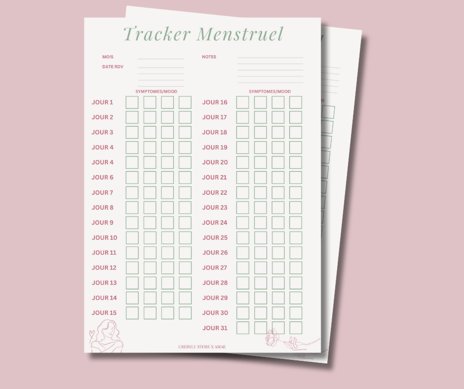 Carnet Tracker Menstruel - 12 mois + stickers